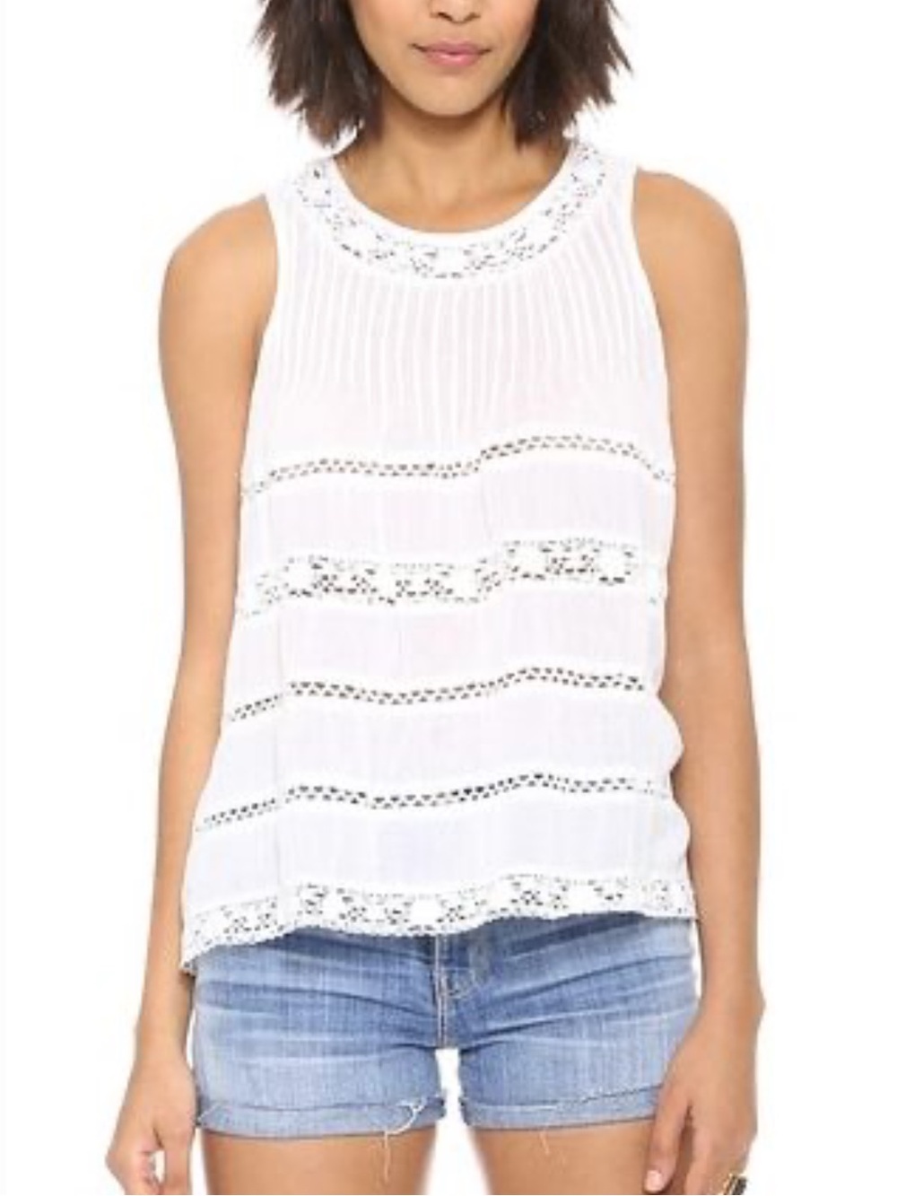 Love Sam Crochet Trim Sleeveless Top